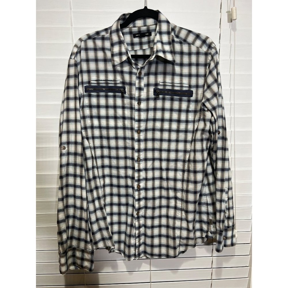 John Varvatos‎ Long Sleeve Zipper Button Up Shirt - Size - L